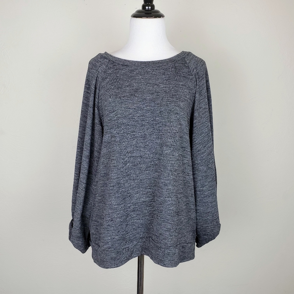 1. State Sweatshirt Active Athleisure Neutral Sugar Plum Charcoal Ruched Boho
